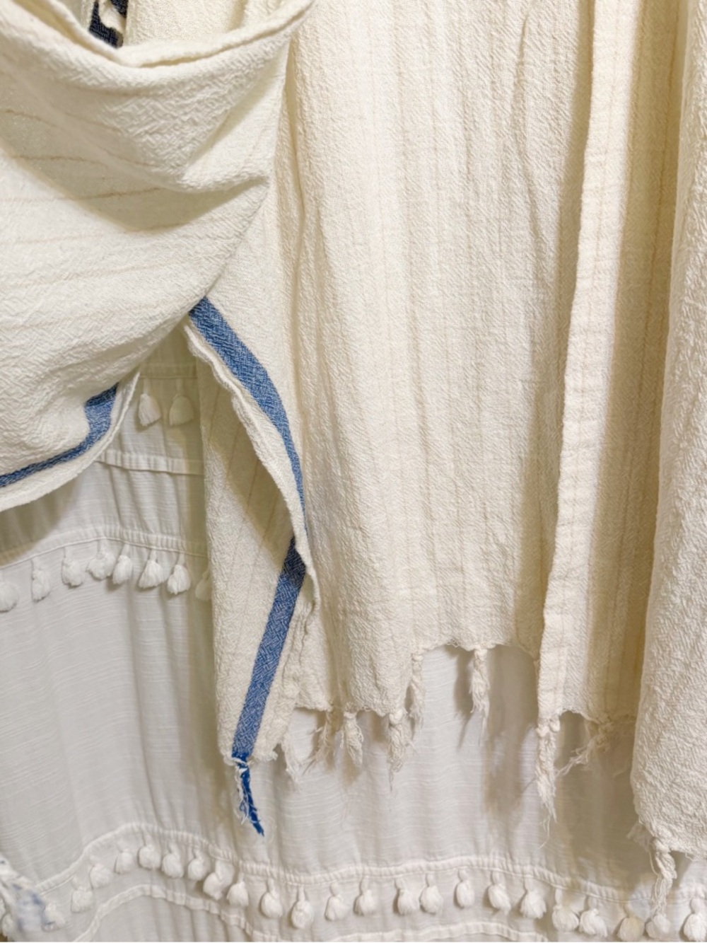 Rays for Days Cotton Kimono Cover Up | Boho Cream Beach Poncho | 100% Cotton - Picture 7 of 7